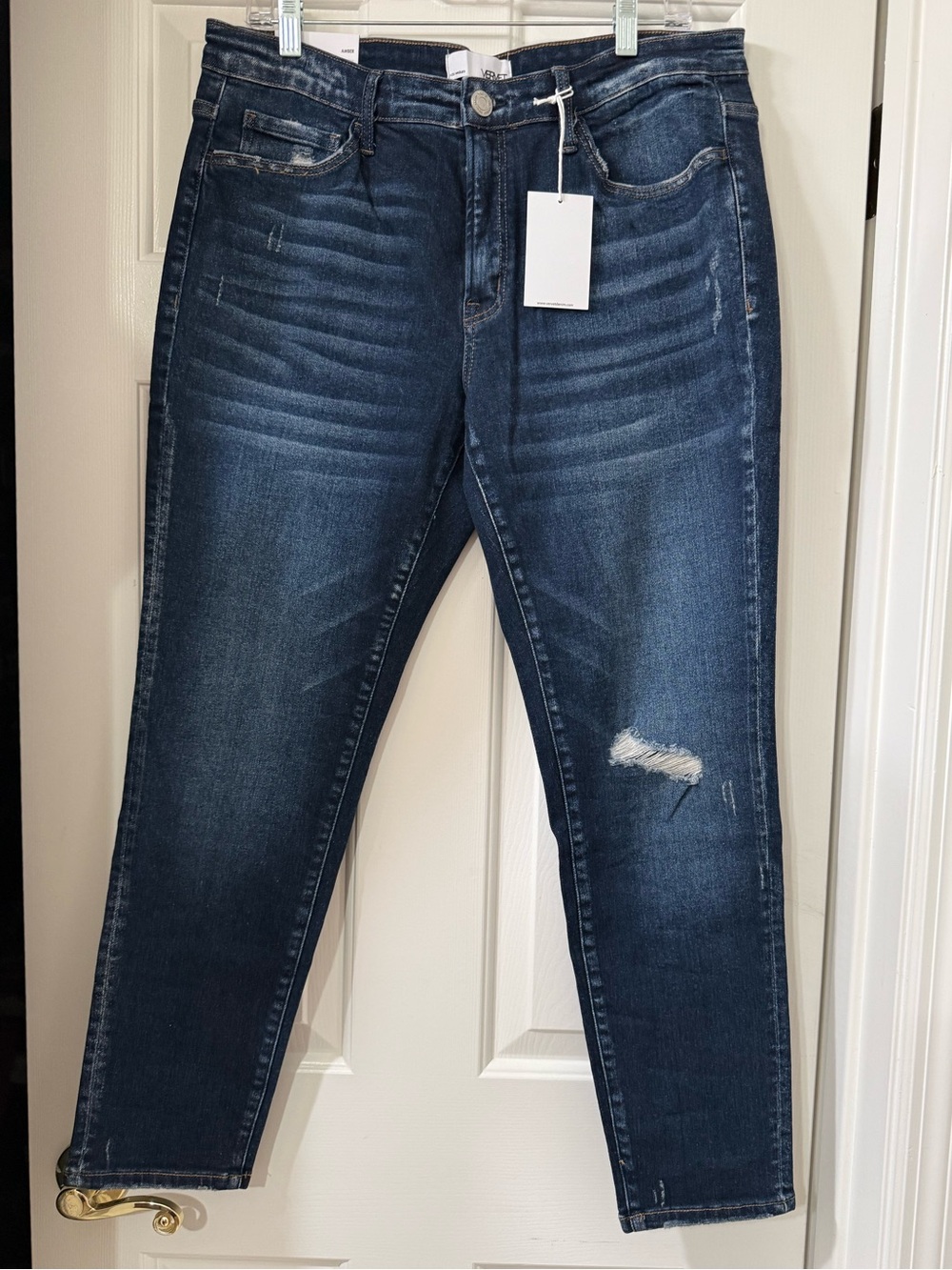 Vervet “Amber” Dark Blue Women's Mid-Rise Distressed Skinny Jeans *NWT